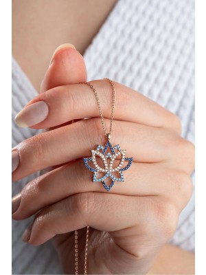EDSA Silver 925 Ayar Gümüş Rose Lotus Çiçeği Kolye