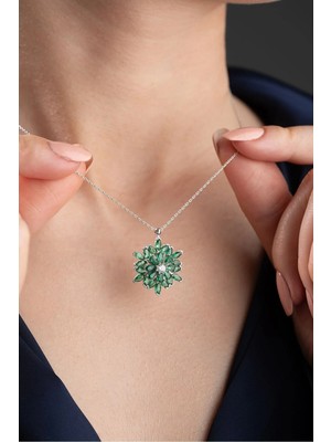 EDSA Silver 925 Ayar Gümüş Dönen Büyük Lotus Çiçeği Kolye