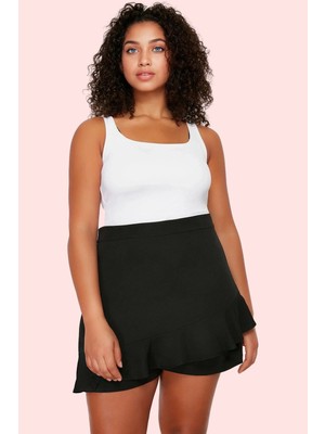 PayBuy Kadın Moda Yüksek Bel Geniş Paça Şort Etek Düz Desenli Kısa Boy Ofis Şıklığı Yazlık Şort