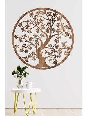 CetKing - Yaşam Ağacı Duvar Dekoru-Süsü, Lazer Kesim, Ahşap Dekoratif Tablo, KAHVERENGI-021 Kahverengi 48 x 48, Oturma Odası, Duvar Sanatçı