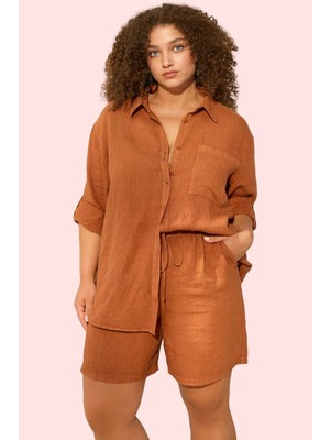 PayBuy Kadın Moda Keten Kısa Şort Geniş Paça Yüksek Bel Pamuklu Günlük Kullanım Yazlık Şort