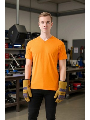 PayBuy Erkek Siyah V Yaka Kısa Kollu Nefes Alabilir Pamuklu Düz T-Shirt