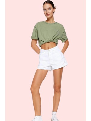 PayBuy Kadın Moda City Short Denim Şort Dar Paça Pamuklu Yazlık Şort Stilin Buluştuğu Yer
