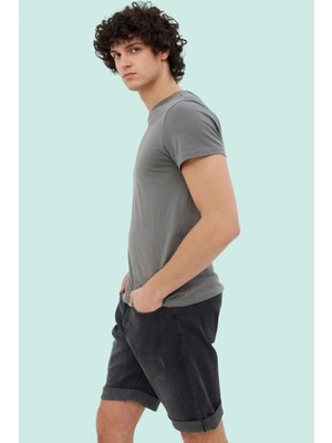 PayBuy Erkek Moda Denim Kot Şort Slim Fit Dar Paça Pamuk Günlük Kullanım Hafta Sonu Yazlık Şort
