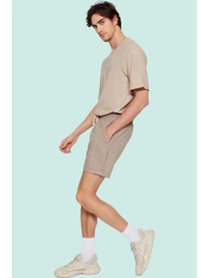 PayBuy Erkek Moda Keten Görünümlü Kısa Şort Rahat Kalıp Cep Detaylı Günlük Kullanım Yazlık Şort