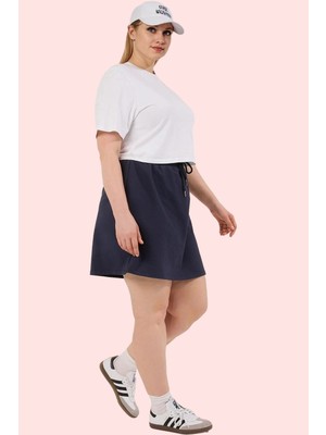 PayBuy Kadın Moda Büyük Beden Örme Etek Yüksek Bel Geniş Paça Günlük Hafta Sonu Yazlık Şort