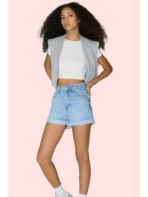 PayBuy Kadın Moda Geniş Paça Denim Şort Etek Yüksek Bel Pamuklu Günlük Stil Yazlık Şort