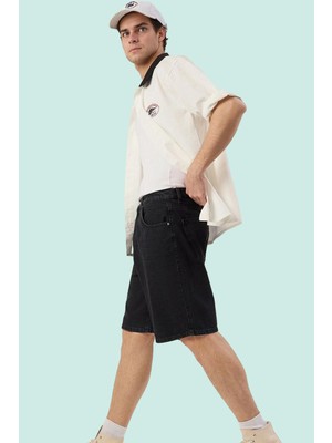 PayBuy Erkek Moda Baggy Fit Denim Şort Pamuk Günlük Kombinler Için Hafta Sonu Yazlık Şort