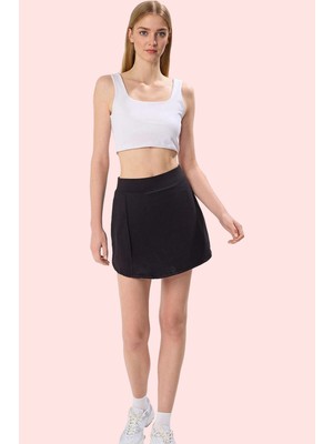 PayBuy Kadın Moda Geniş Paça Örme Spor Şort Etek Düz Desen Yazlık Şort Günlük Kombinler