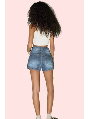 PayBuy Kadın Moda Yüksek Bel Geniş Paça Denim Şort Pamuk Yazlık Şort Stilin Buluştuğu Yer