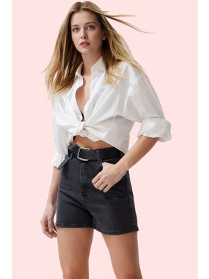 PayBuy Kadın Moda Yüksek Bel Denim Şort City Kalıp Boru Paça Günlük Yaz Hafta Sonu Stilin Buluştuğu Yer