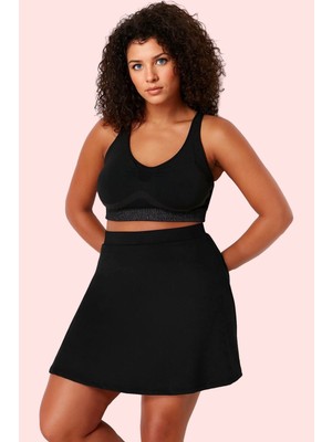 PayBuy Kadın Regular Boy Düz Desenli Örme Spor Şort Etek Yüksek Bel Günlük Kullanım Modern Tasarım