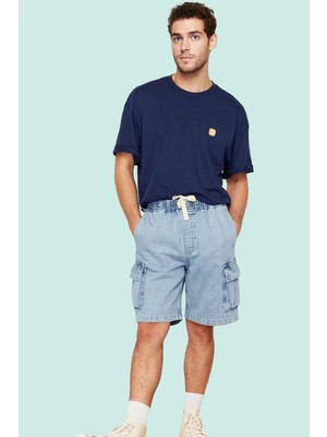PayBuy Erkek Moda Denim Kot Şort Relaxed Kalıp Geniş Paça Pamuklu Yazlık Şort Günlük Kullanım