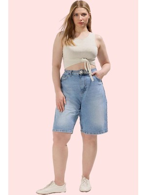 PayBuy Kadın Moda Denim Şort Yüksek Bel Straight Fit Kısa Boy Pamuklu Günlük Kullanım Kaliteli Malzeme