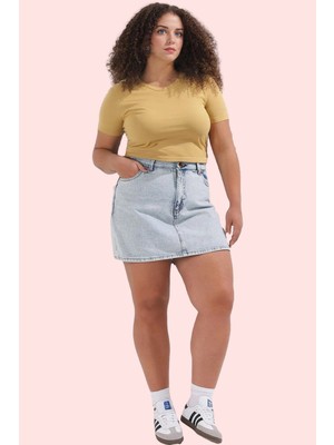 PayBuy Kadın Moda Denim Şort Etek Yüksek Bel Geniş Paça Pamuklu Günlük Kombinler Yazlık Şort