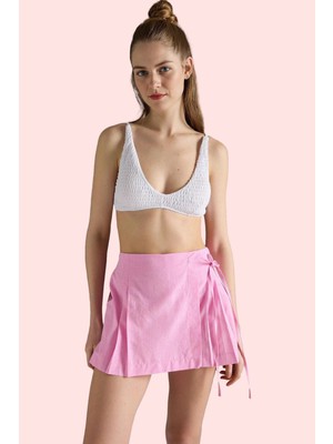 PayBuy Kadın Moda Dokuma Şort Etek Bağlama Detaylı Pamuk Yazlık Plaj Günlük Kullanım Dayanıklı Malzeme