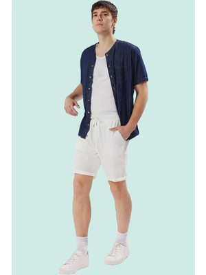 PayBuy Erkek Moda Keten Görünümlü Relaxed Şort Rahat Günlük Yazlık Kombinler Yazlık Şort