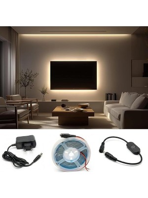 CetKing Metre Günışığı Şerit LED Dokunmatik Anahtar Tak Çalıştır Hazır Set Adaptör Dahil, Açma-Kapama, Parlaklık Ayarı Yapılabilir, Mutfak, Tezgah, Dolap Içi, Ayna, Tv Ünitesi Aydınlatma
