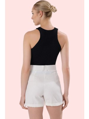 PayBuy Kadın Moda Kemerli Şort Pamuk Gabardin Kumaş Günlük Kullanım Hafta Sonu Yazlık Şort