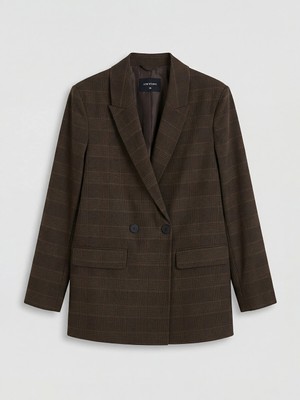 Lc Waikiki Yeni Sezon Kruvaze Yaka Ekose Kadın Blazer Ceket