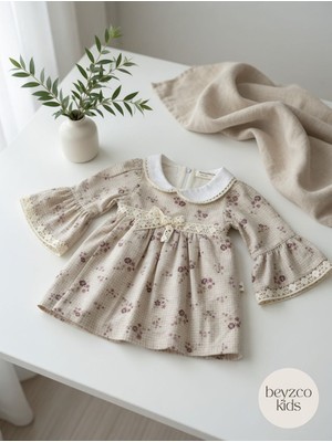 Beyzco Kids Kız Bebek Papatya Fiyonk Güpürlü Elbise
