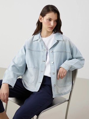 Lc Waikiki Yeni Sezon Oversize Kadın Jean Gömlek Ceket