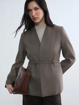 Lc Waikiki Yeni Sezon Kemerli Ekose Kadın Blazer Ceket