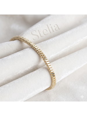 Stelia 14K Altın Renk Kaplama Kare Zincir Model Kadın Bileklik