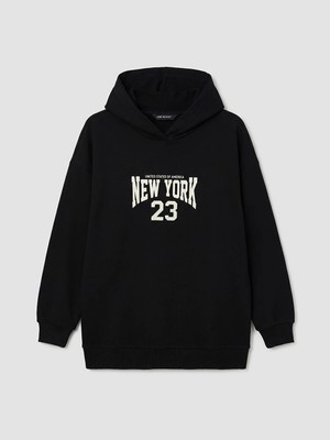 Lc Waikiki Yeni Sezon Kapüşonlu New York Baskılı Kadın Sweatshirt Tunik