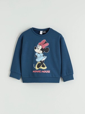 Lc Waikiki Yeni Sezon Bisiklet Yaka Minnie Mouse Baskılı Kız Çocuk Sweatshirt