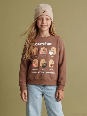Lc Waikiki Yeni Sezon Capyfun Baskılı Kız Çocuk Kalın Sweatshirt