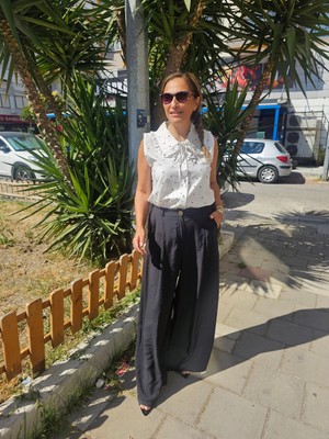 Cs Chic Shop Bebe Yaka Puantiyeli Lycralı Beyaz Gömlek