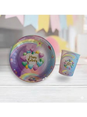 Partyy Bag Dondurma Temalı Karton Tabak Bardak Set 8 Tabak 8 Bardak