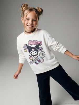 Lc Waikiki Yeni Sezon Bisiklet Yaka Kuromi Baskılı Kız Çocuk Sweatshirt