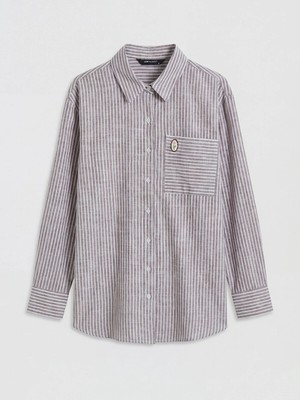 Lc Waikiki Yeni Sezon Çizgili Poplin Kadın Gömlek Tunik