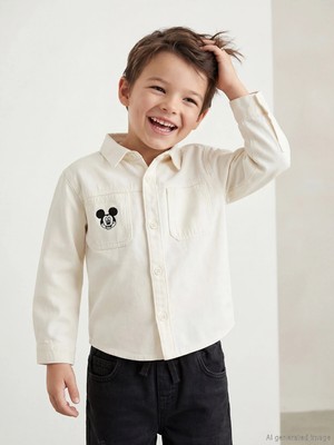 Lc Waikiki Yeni Sezon Mickey Mouse Nakışlı Erkek Çocuk Gömlek