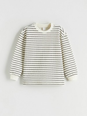 Lc Waikiki Yeni Sezon Bisiklet Yaka Çizgili Erkek Çocuk Sweatshirt