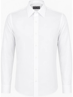 HC MEN CLASSIC Erkek Pamuk Gömlek Modern Fit Beyaz Non Iron Ingiliz Yaka