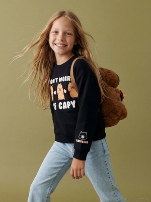 Lc Waikiki Yeni Sezon Capyfun Baskılı Kız Çocuk Kalın Sweatshirt