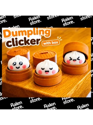 Ralen Dumpling Clicker – Sevimli Figürlü Stres Oyuncağı – Özel Tasarım Mini Manto (Baozi) Mutfak Kutulu – Dekoratif Masaüstü Eğlenceli Figür – Hediyelik Oyuncak