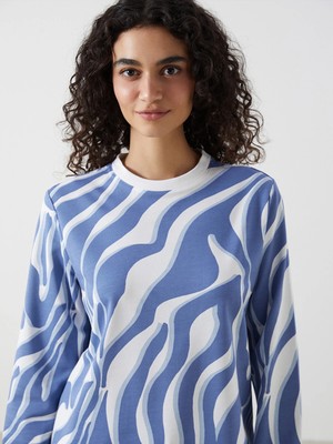 Lc Waikiki Yeni Sezon Bisiklet Yaka Desenli Kadın Sweatshirt Tunik