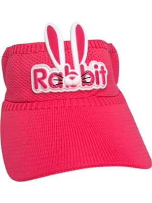 Spteks 2-8 Yaş Kız Çocuk Koyu Pembe Renk Rabbit Yazı Figürlü Rahat Yazlık Vizör Şapka