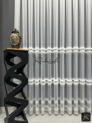 Rendecioğlu Tekstil Tül Perde Suzene Işleme Serpme 5 Hiza Motif 5525 Desen
