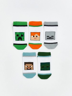 Lc Waikiki Yeni Sezon Minecraft Desenli Erkek Çocuk Patik Çorap 5'li