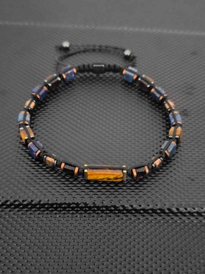 Tahrastone Baltık Damla Kehribar-Küp Lapis Lazuli-Küp Kaplangözü-Hematit Doğaltaş Bileklik Takı Aksesuar Erkek Bileklik