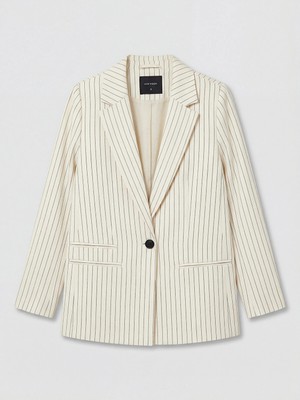 Lc Waikiki Yeni Sezon Çizgili Keten Karışımlı Kadın Blazer Ceket