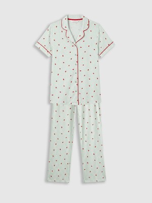 Lc Waikiki Yeni Sezon Gömlek Yaka Çilek Baskılı Hamile Pijama Takımı