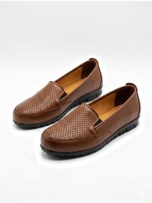 Ern Shoes Kadın Taba Renk Içi Hakiki Deri Topuk Jelli Ayakkabı