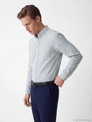Lc Waikiki Yeni Sezon Regular Fit Çizgili Oxford Erkek Gömlek