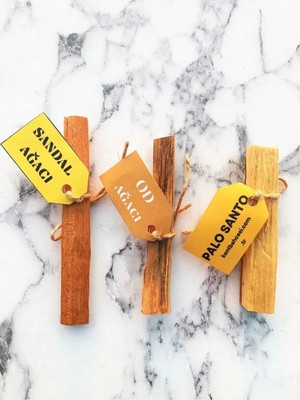 Kent Bahçesi Ağaç Tütsü Seti Palo Santo öd Ağacı sandal Ağacı Tütsü 3 Adet - Ortam Kokusu